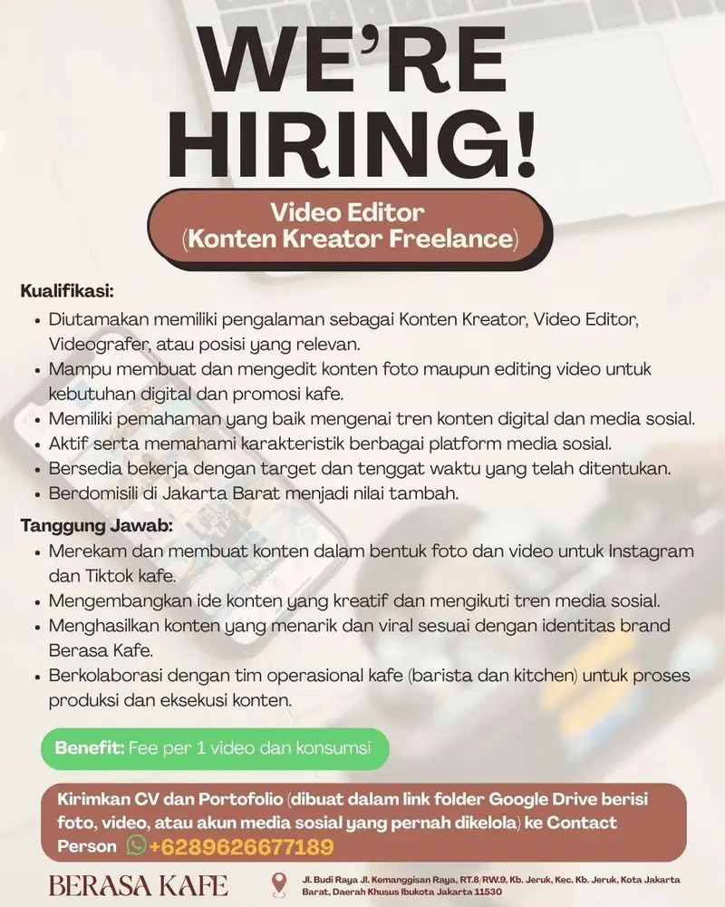 Video Editor Konten Kreator Freelance
