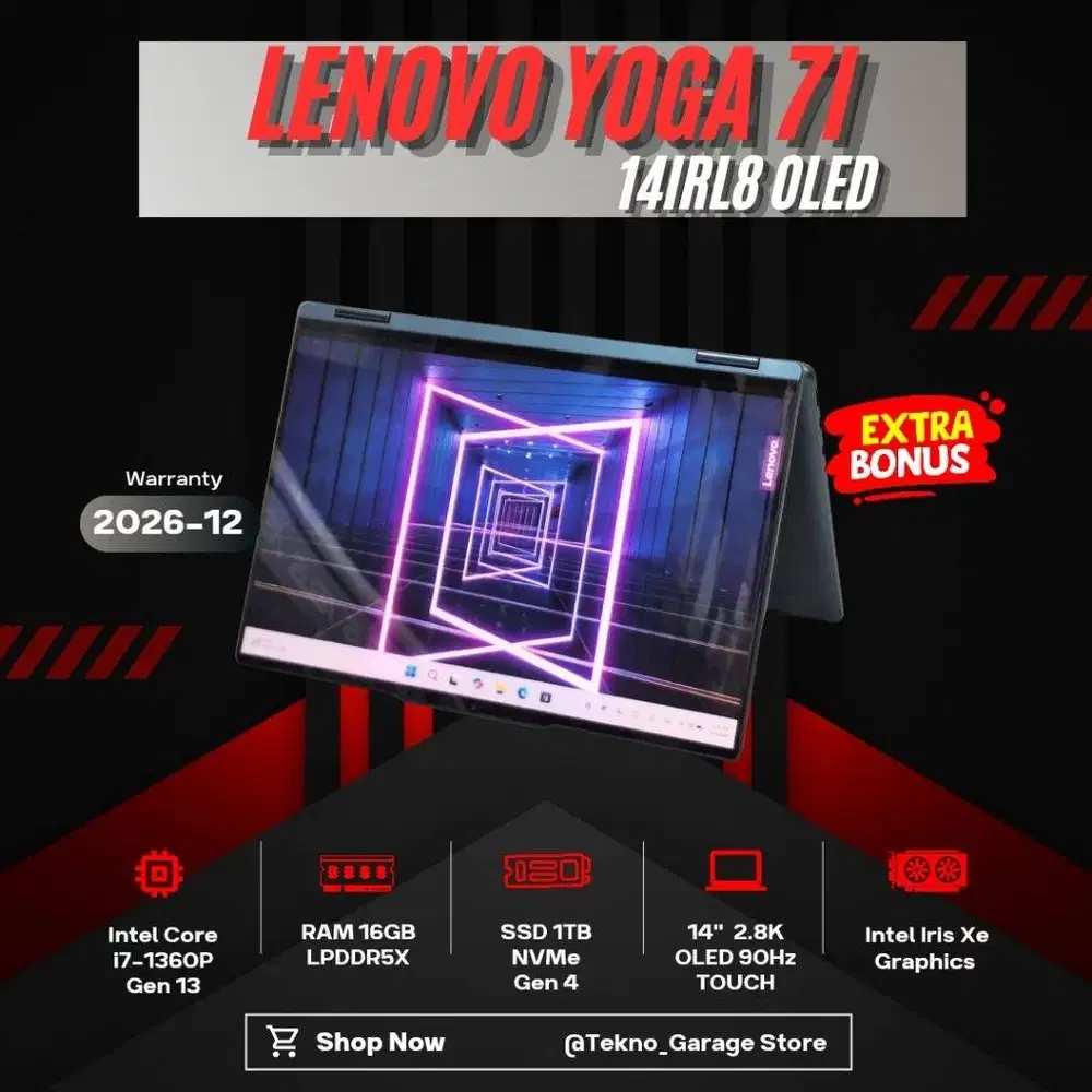LENOVO YOGA 7I 14IRL8 CORE I7-1360P RAM 16GB SSD 1TB 14INCI 2.8K OLED