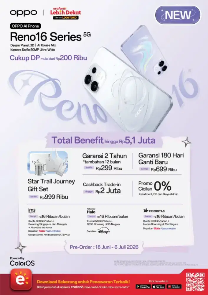 Open Pre Order Oppo Reno 16 Series, cicilan bisa syrt ktp aja promo 0%
