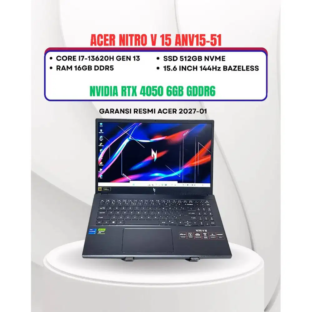 ACER NITRO V 15 ANV15-51 CORE I7-13620H NVIDIA RTX 4050 RAM 16GB/512GB