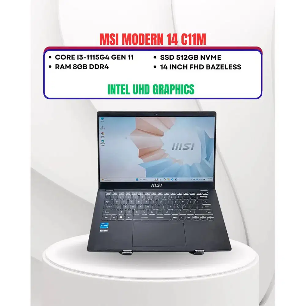 MSI MODERN 14 C11M CORE I3-1115G4 Ram 8GB SSD 512GB 14inci FHD ULTRRAB