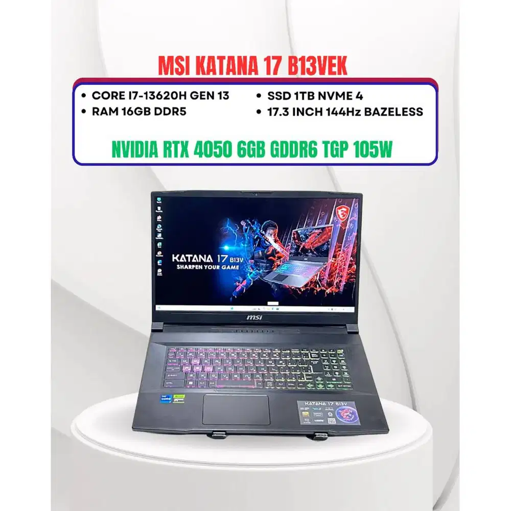 MSI KATANA 17 B13VEK CORE i7-13620H RTX 4050 RAM 16GB SSD 1TB 144Hz