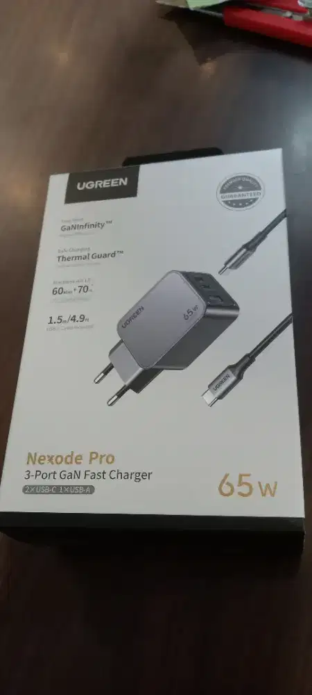 UGREEN Adapter Charger 65W 3Port USB + Kabel Usb C PD 25871