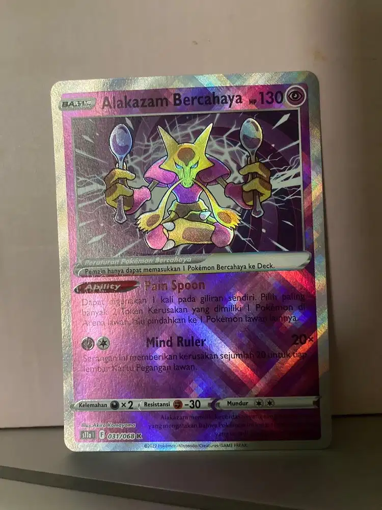 ORIGINAL!! KARTU POKEMON ALAKAZAM BERCAHAYA K 031/068
