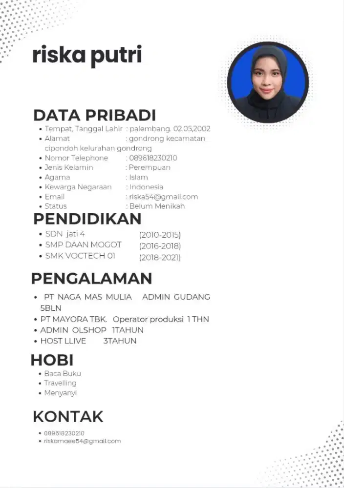Mencari pekerjaan dengan pengalaman host live 3tahun. Sudah ahli.