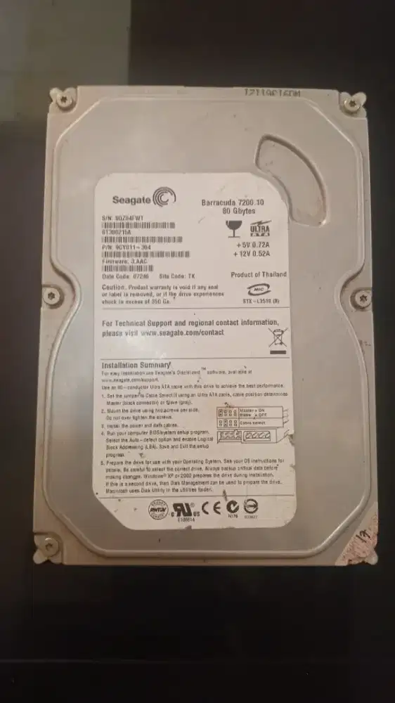 Hardisk seagate 80gb