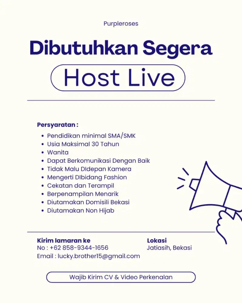 LOWONGAN KERJA HOST LIVE STREAMING