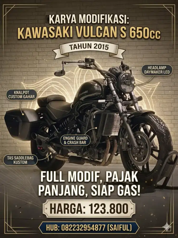 Perfect Condition!!Kawasaki Vulcan S 650cc 2015 Ful Paper-Mustika