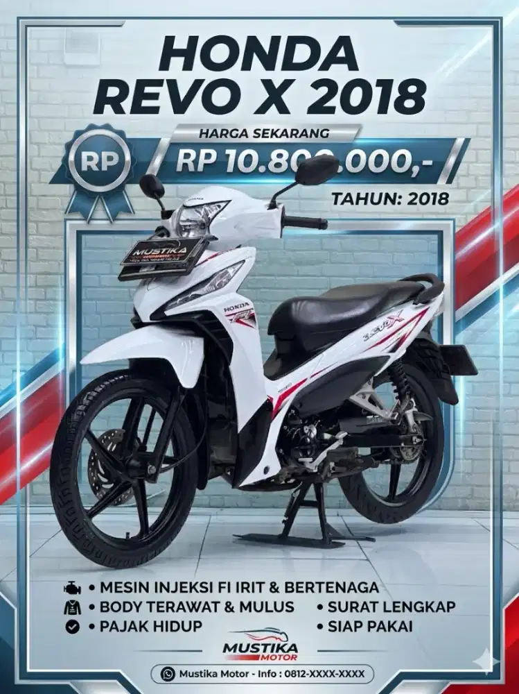 Perfect Condition!!Honda Revo X cw 2018 Plat W White Mulus-Mustika