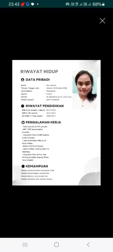 Saya sedang mencari pekerjaan yang ada Mess nya