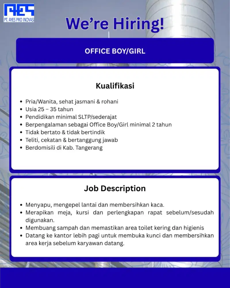 DIBUTUHKAN OB / OG