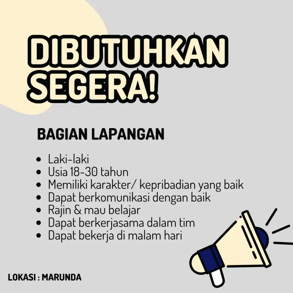 Lowongan pekerjaan bagian lapangan
