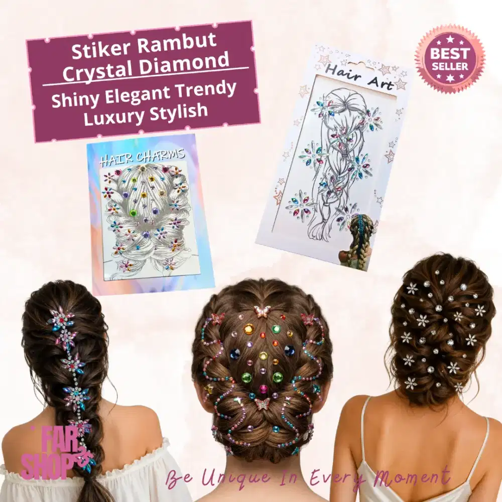 Stiker Rambut 3D Crystal Diamond Stickers