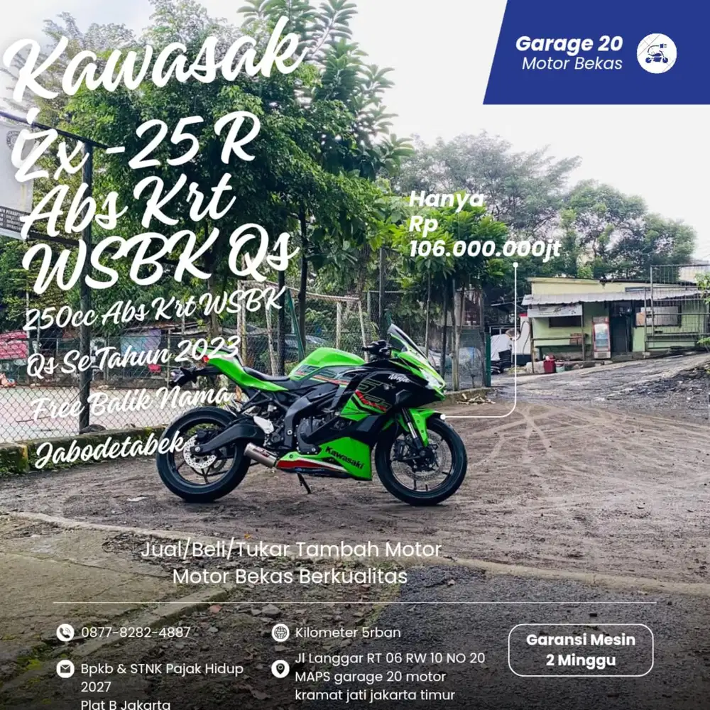 Kawasaki Ninja Zx 250cc Abs Krt Free BBN Jabodetabek Tahun 2023