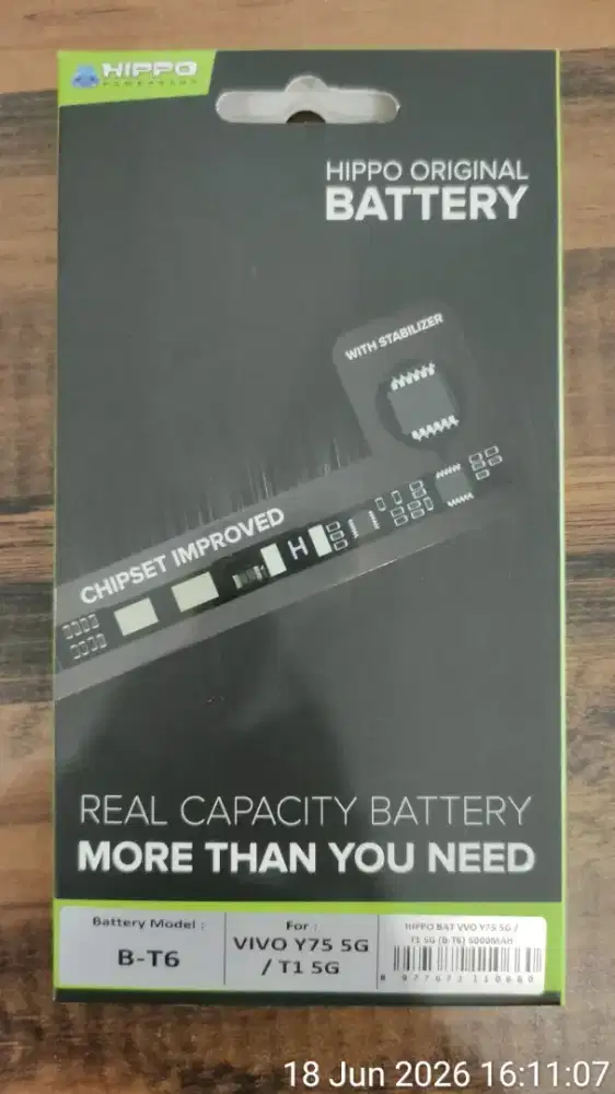 Baterai Hippo B-T6 Baru utk Vivo Y75 5G/ T1 5G
