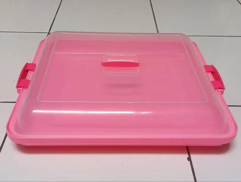 Tempat Kue Lion Star Pizza 01 JX-18 warna pink tutup transparan
