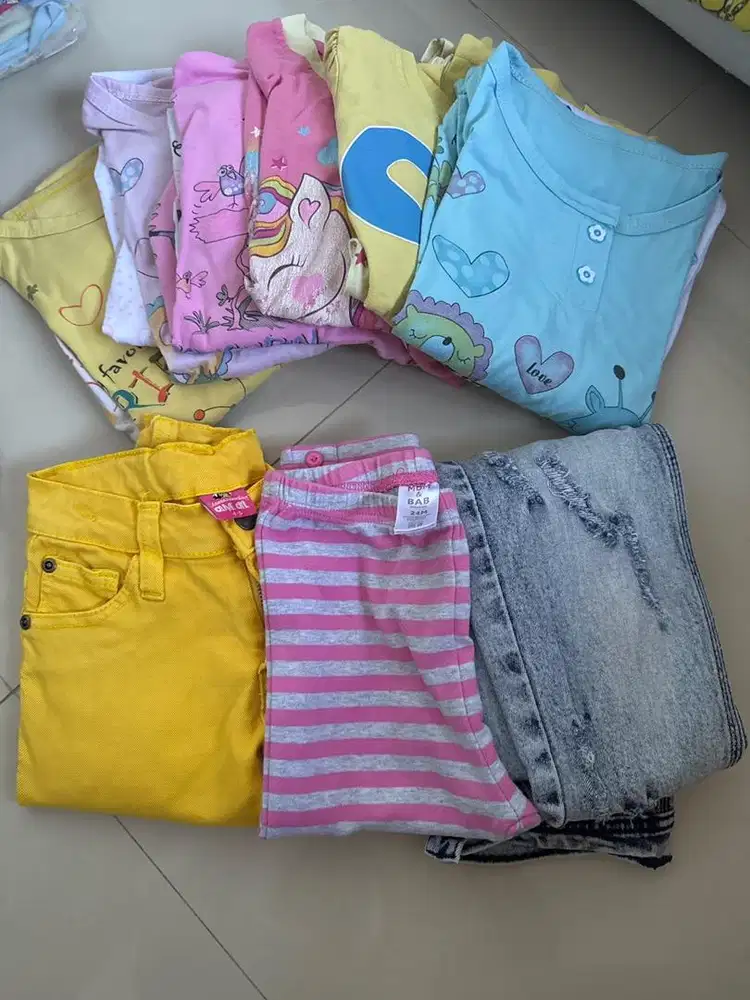 Celana dan baju anak perempuan 14 pcs