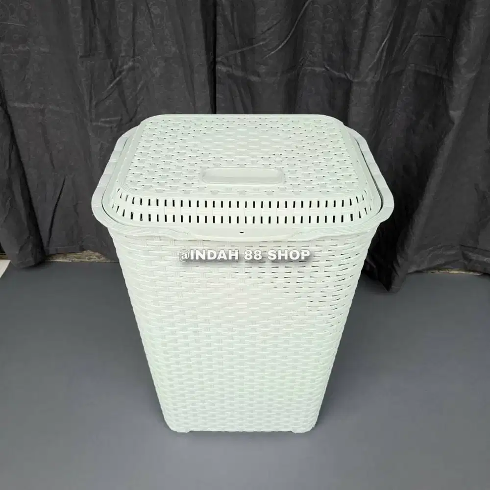 Keranjang Laundry + TUtup Motif Rotan