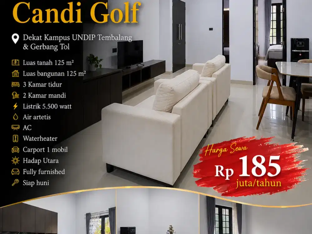 Graha Candi Golf, dekat UNDIP Tembalang dan gerbang tol, fully furnished, siap huni, Semarang