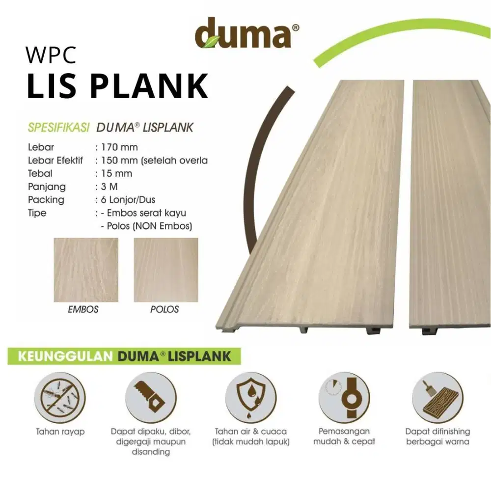 WPC Lisplank DUMA 3 Meter | Panel Fasad Dinding Outdoor Indoor Tahan