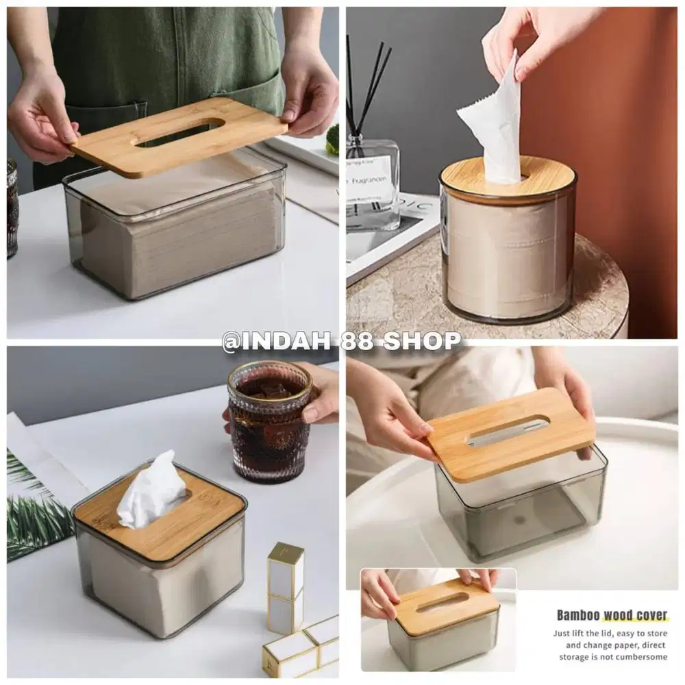 Kotak Tissue Kayu Transparan