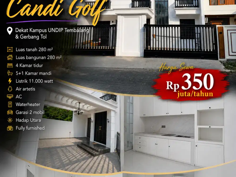 Graha Candi Golf, dekat UNDIP Tembalang dan gerbang tol, fully furnished, siap huni, Semarang
