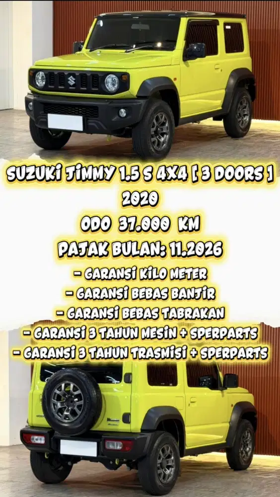[ ODO 37.000 KM ] SUZUKI JIMNY 1.5 3 DOORS 4X4 AT 2020 BERGARANSI