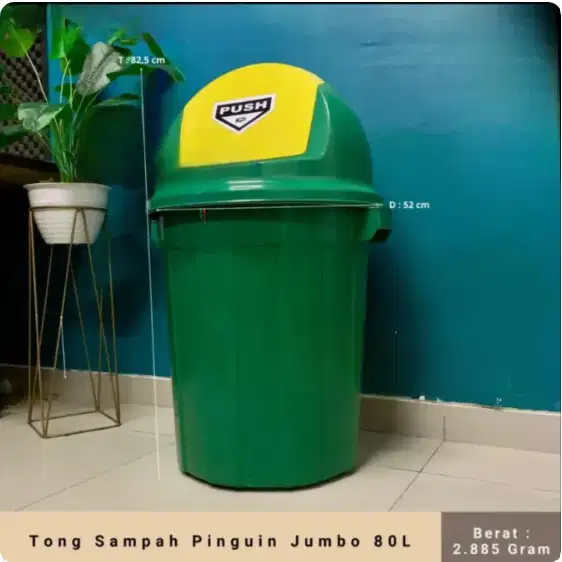 Tong Sampah Pinguin Jumbo 80L Hijau