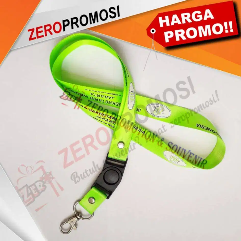 Tali ID Card 2 cm Custom Logo dengan Kait & Stopper Lanyard Promosi