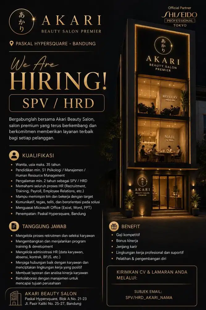 Spv / HRD salon kecantikan di paskal