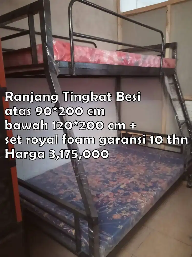 RANJANG TINGKAT BESI BERBAGAI UKURAN FUL SET KASUR BUSA ROYAL