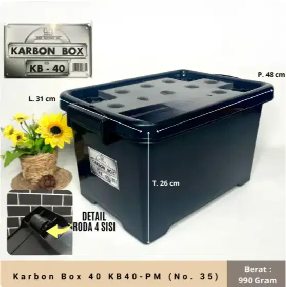 Box Container Hitam / Karbon Box (40, 70, 100, 140, 160 & 180 Liter)