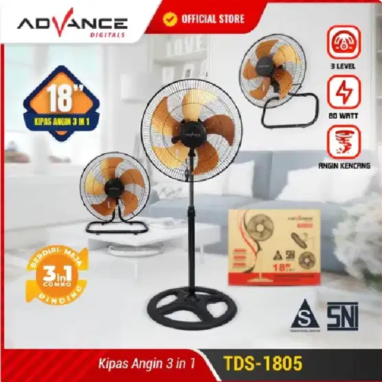 Kipas Angin 3 In 1 Advance TDS-18 (Baling-Baling Gold) App
