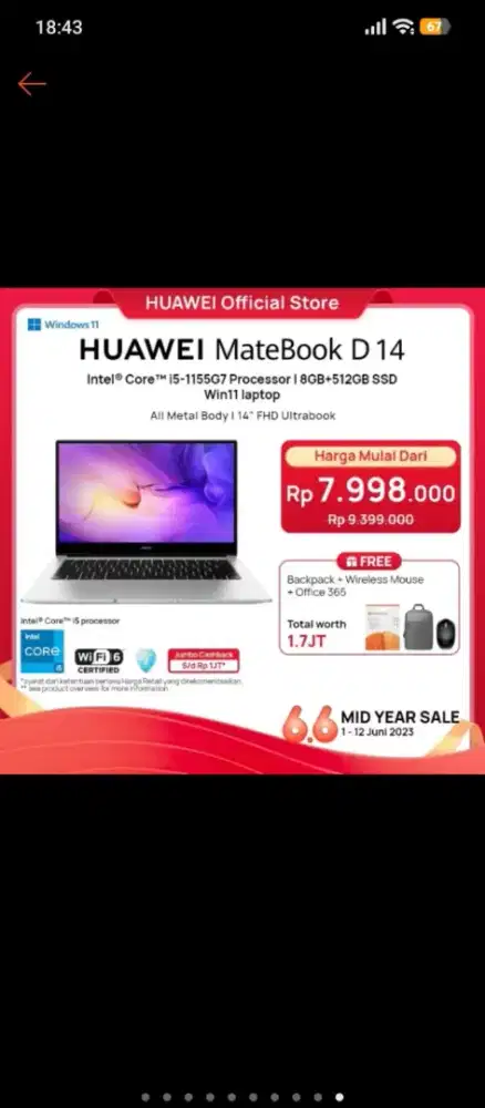Huawei MateBook D 14 second