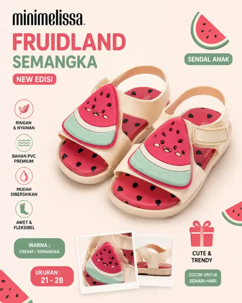 SENDAL ANAK MINIMELISSA FRUIDLAND SEMANGKA (NEW EDISI)