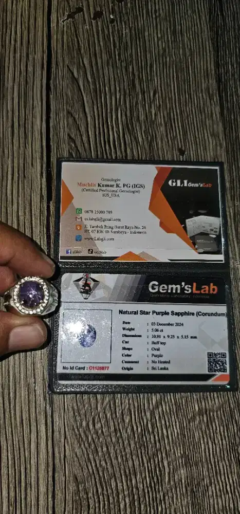 Purple Safir Star Srilanka No Heated dan Antik