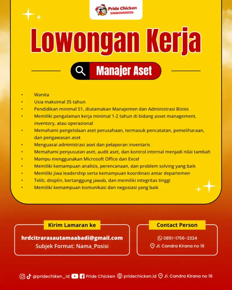 LOWONGAN UNTUK MANAJER ASET