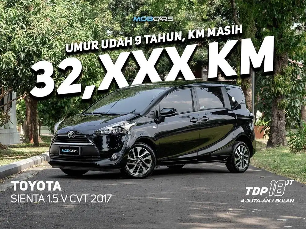 SIENTA 1.5 V CVT MATIC 2017 HITAM VERY LOW KILOMETER NO PUTERAN