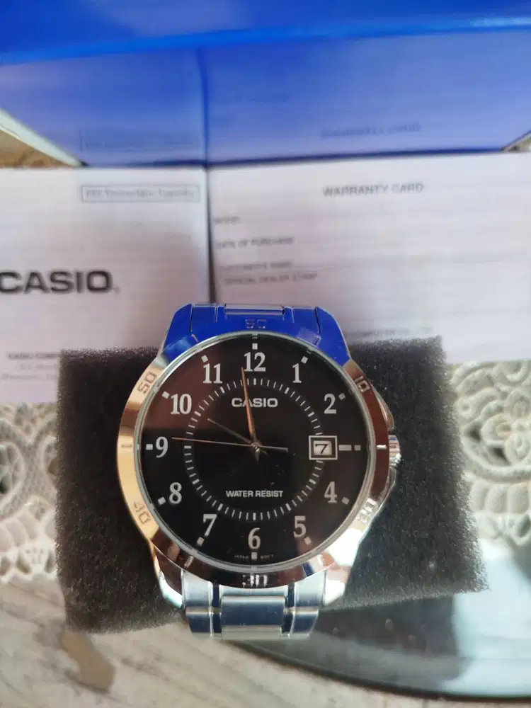 Jam tangan Casio stainless steel MTP-V004D-1B Original
