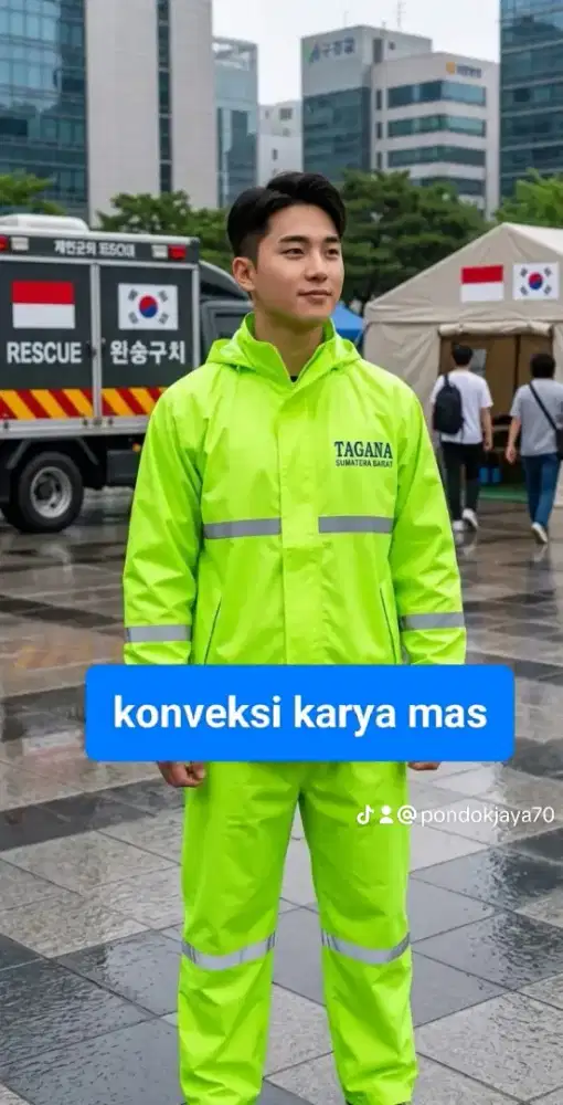 Jas hujan RAINCOAT pria wanita bahan PVC 025 ELASTIS KUAT