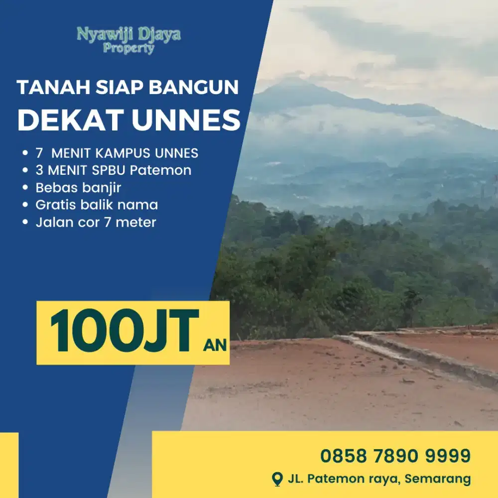 Tanah shm ready siap bangun akad notaris dekat 2kampus unnes dan stie