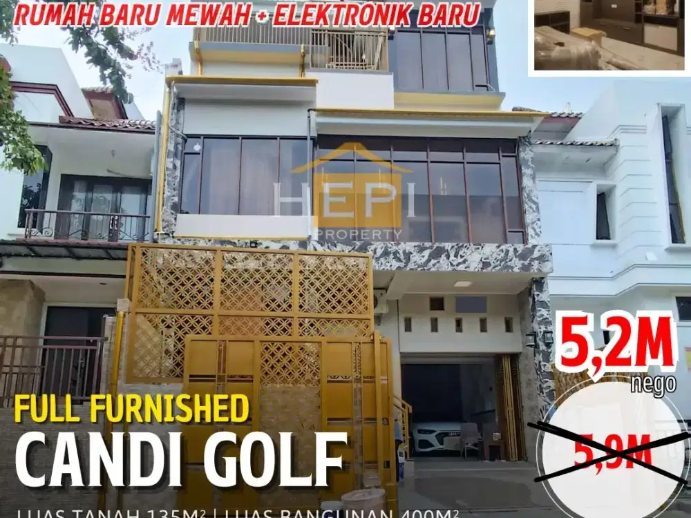 Dijual Rumah Baru Renovasi Full Furnished Candi Golf Semarang