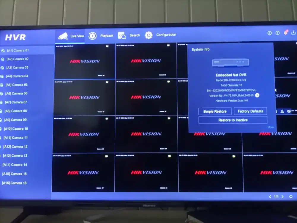 DVR Hikvision 16 channel