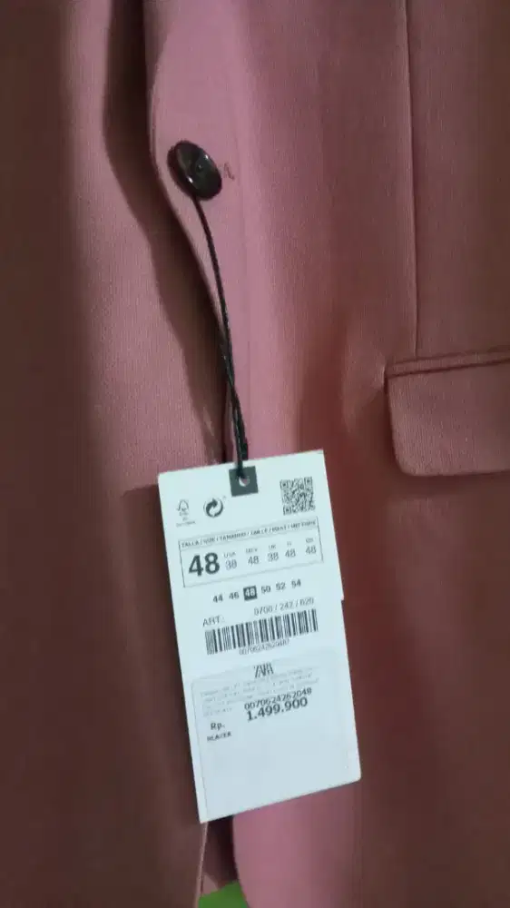 Jas Blazer Zara berwarna pink