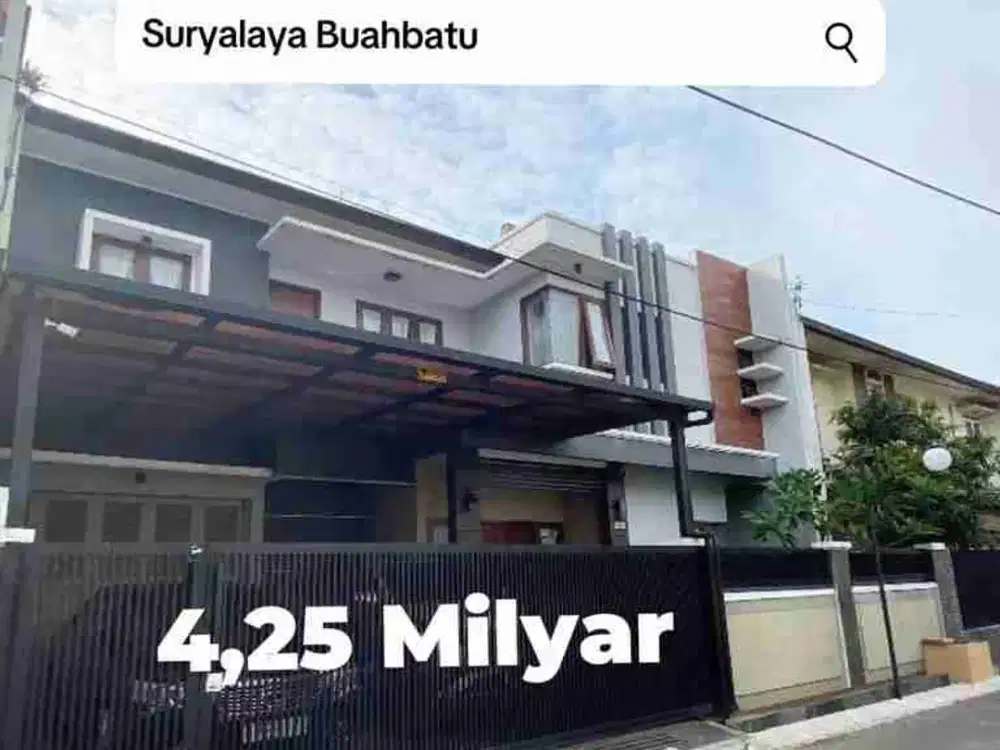 Rumah FULL FURNISHED di Suryalaya Buahbatu dekat Masjid Luas Bangunan 350 ONLY 4,25 Milyar