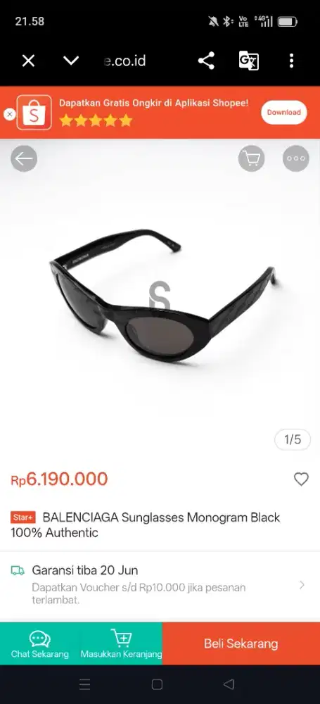 Balenciaga style wrap sunglasses ori