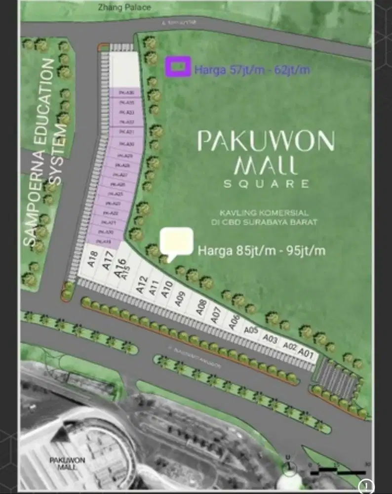DISEWAKAN KOMERSIAL AREA DI PAKUWON SQUARE DEPAN PAKUWON MALL