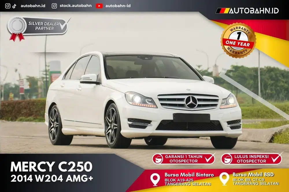 Panoramic! Kolektor Mercedes Benz C250 AMG Plus 2014 White Alcantara