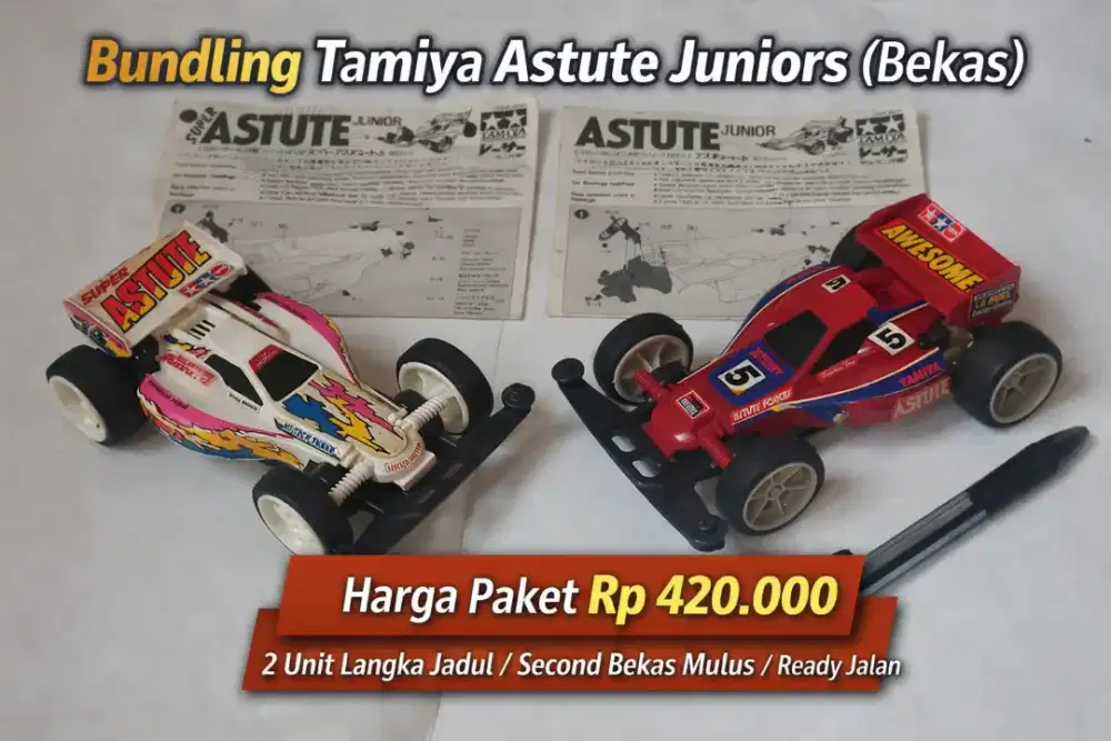 2 unit Tamiya Astute Junior 90-an (Putih + Merah)– Original Jadul Rare