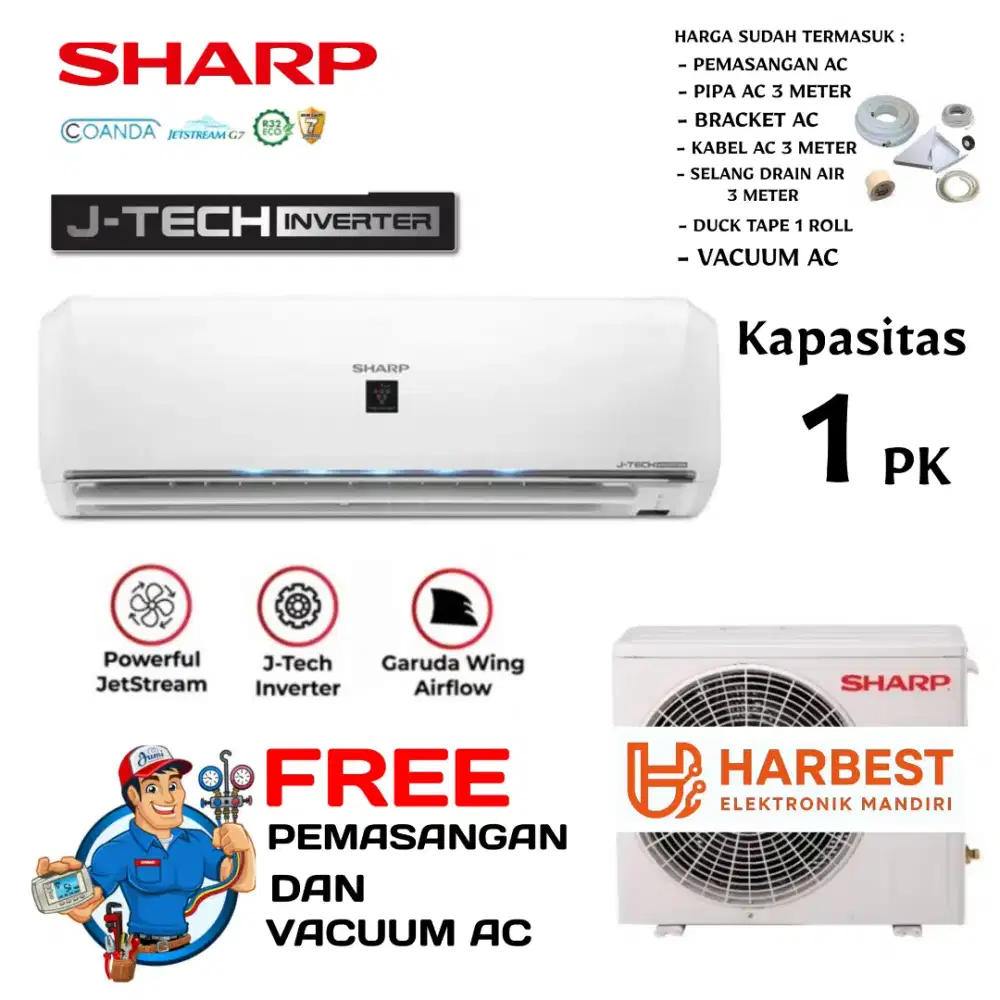 SHARP AC Split 1 PK J-TECH INVERTER R32 AH-X10BEY Turbo Cool AutoClean